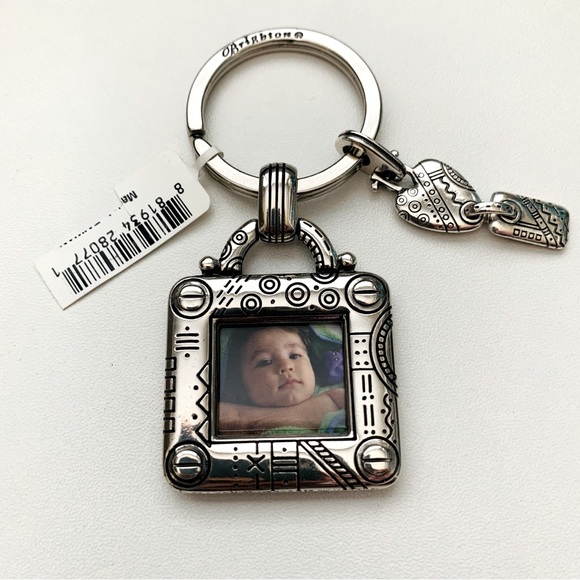 BRIGHTON Manchester Silver Plated Square Photo Charm Key Fob NWT - Picture 2 of 8